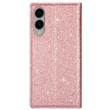 EIDERWOOD Samsung Galaxy S25 Edge Faux Leather Flip Cover m. Lommebok - Glitter - Rose gull