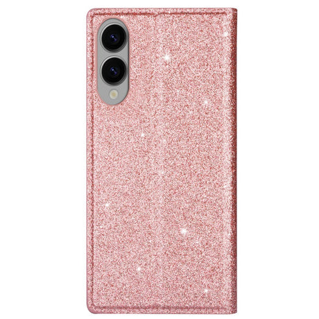 EIDERWOOD Samsung Galaxy S25 Edge Faux Leather Flip Cover m. Lommebok - Glitter - Rose gull