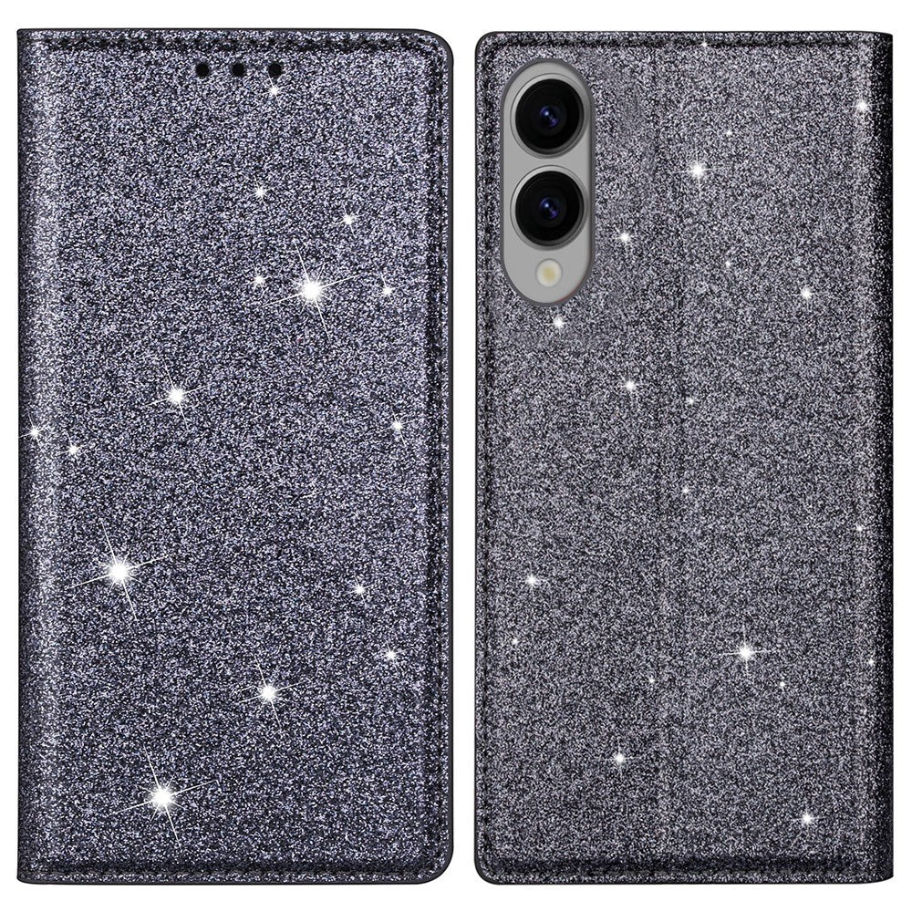 EIDERWOOD Samsung Galaxy S25 Edge Faux Leather Flip Cover m. Lommebok - Glitter - Grå