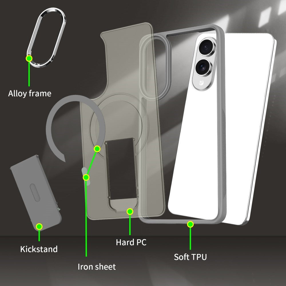 EIDERWOOD Samsung Galaxy S25 Edge Hybrid Bakdeksel m. Ståfunksjon - MagSafe-kompatibel - Grå