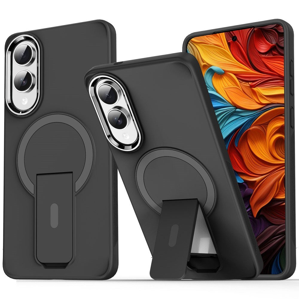 EIDERWOOD Samsung Galaxy S25 Edge Hybrid Bagside Cover m. Ståfunktion - MagSafe Kompatibel - Gennemsigtig / Sort