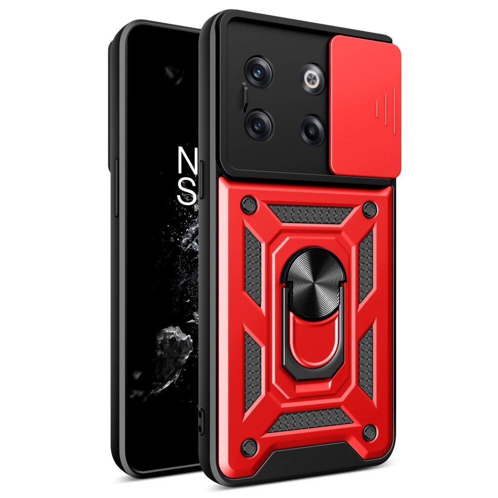 OnePlus 10T Craftsman Bakdeksel m. Magnetisk Kickstand &amp; Cam Slider - Rød