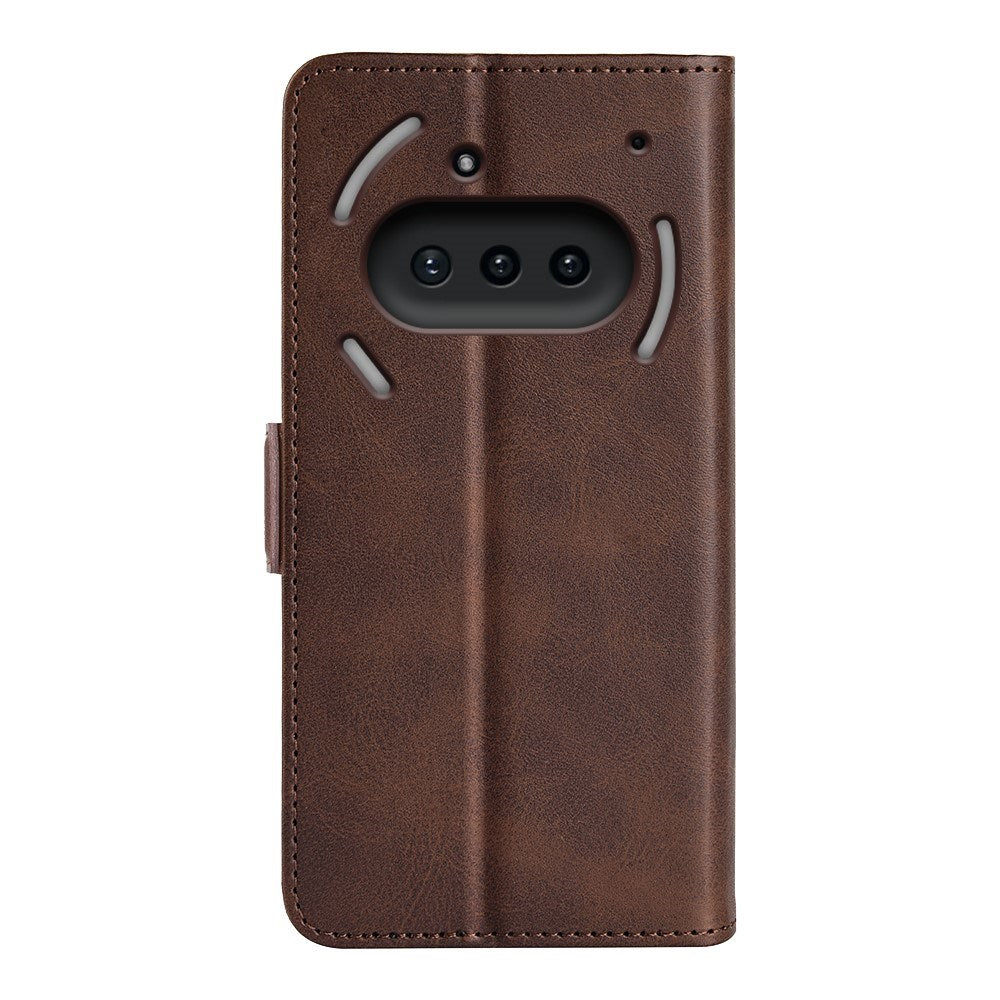EIDERWOOD Nothing Phone (3a) Kunstlæder Flip Case m. Indbygget Pung & Ståfunktion - Brun