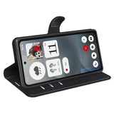 Nothing Phone (3a) - EIDERWOOD Kunstlæder Flip Cover m. Kortholder & Ståfunktion - Sort