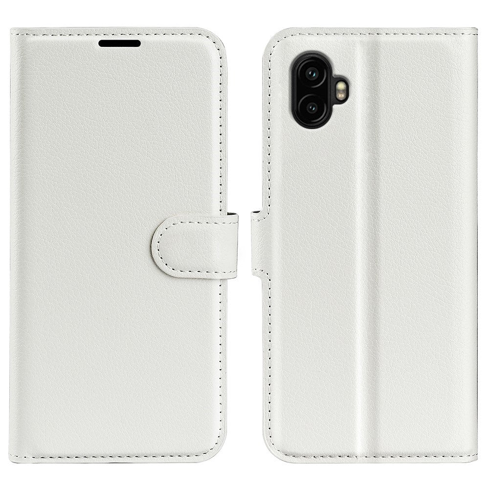 Samsung Galaxy Xcover 7 Pro - EIDERWOOD Kunstlæder Flip Cover m. Kortholder & Ståfunktion - Hvid