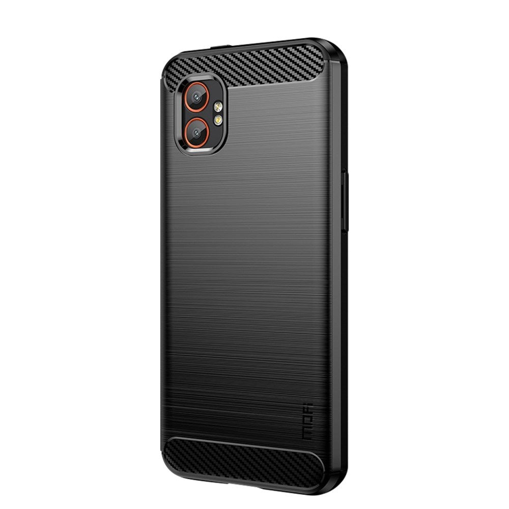 Samsung Galaxy Xcover 7 Pro - EIDERWOOD Brushed Carbon Fiber Fleksibelt Plastik Cover - Sort