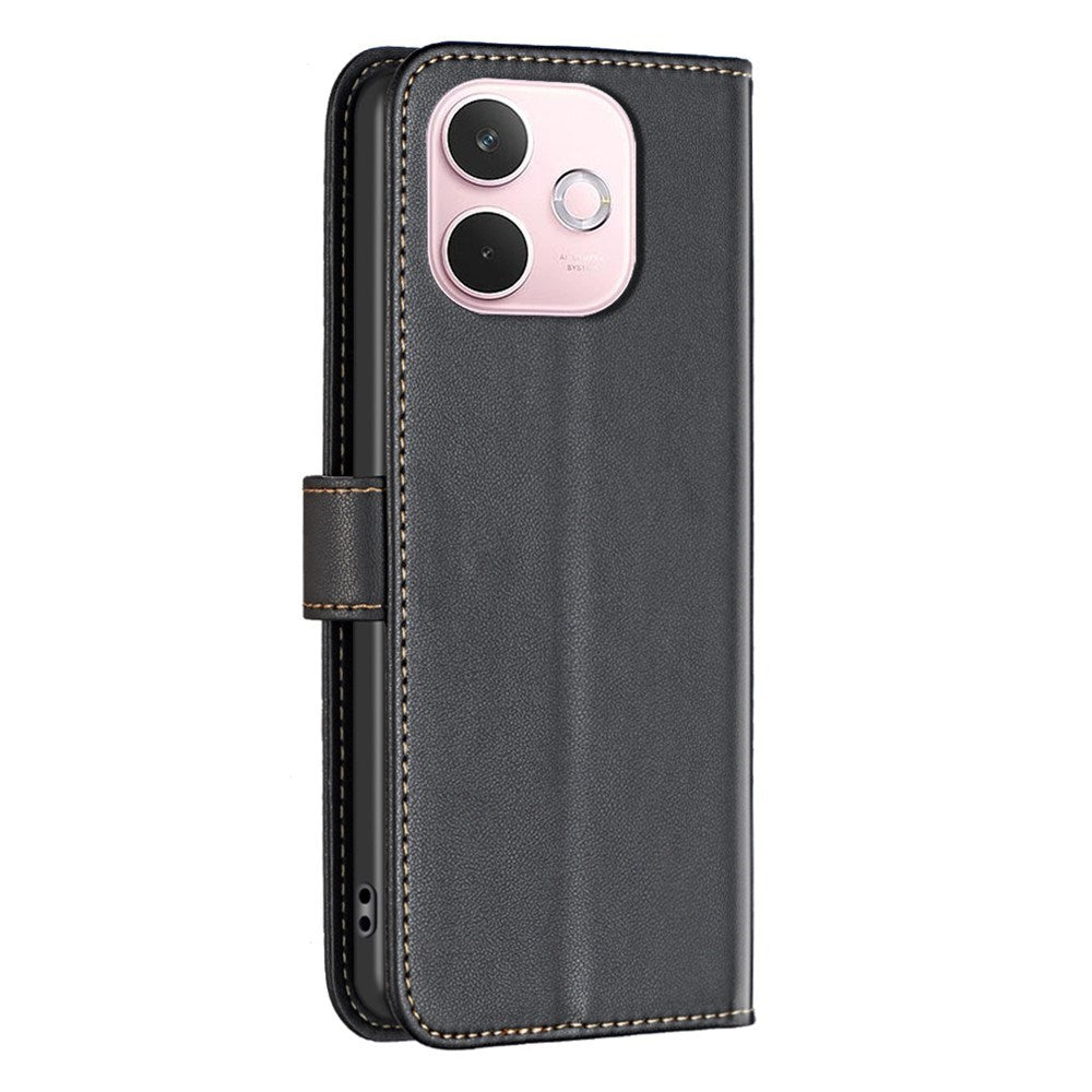 BINFEN Oppo A5 Pro (4G / 5G) Imiteret Læder Flip Cover m. Kortholder - Sort