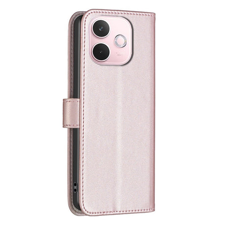 BINFEN Oppo A5 Pro (4G / 5G) Imiteret Læder Flip Cover m. Kortholder - Rose Gold