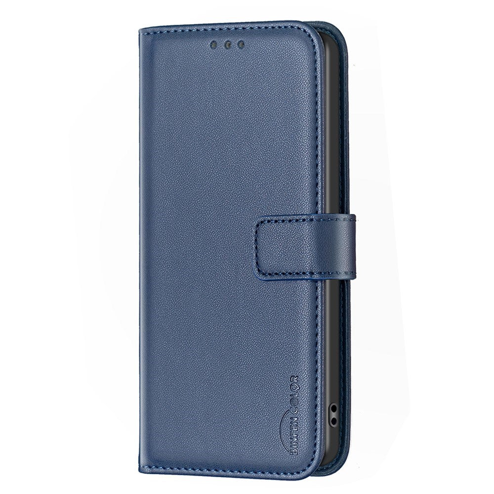 BINFEN OPPO A5 Pro (4G / 5G) Imiteret Læder Flip Cover m. Kortholder - Blå
