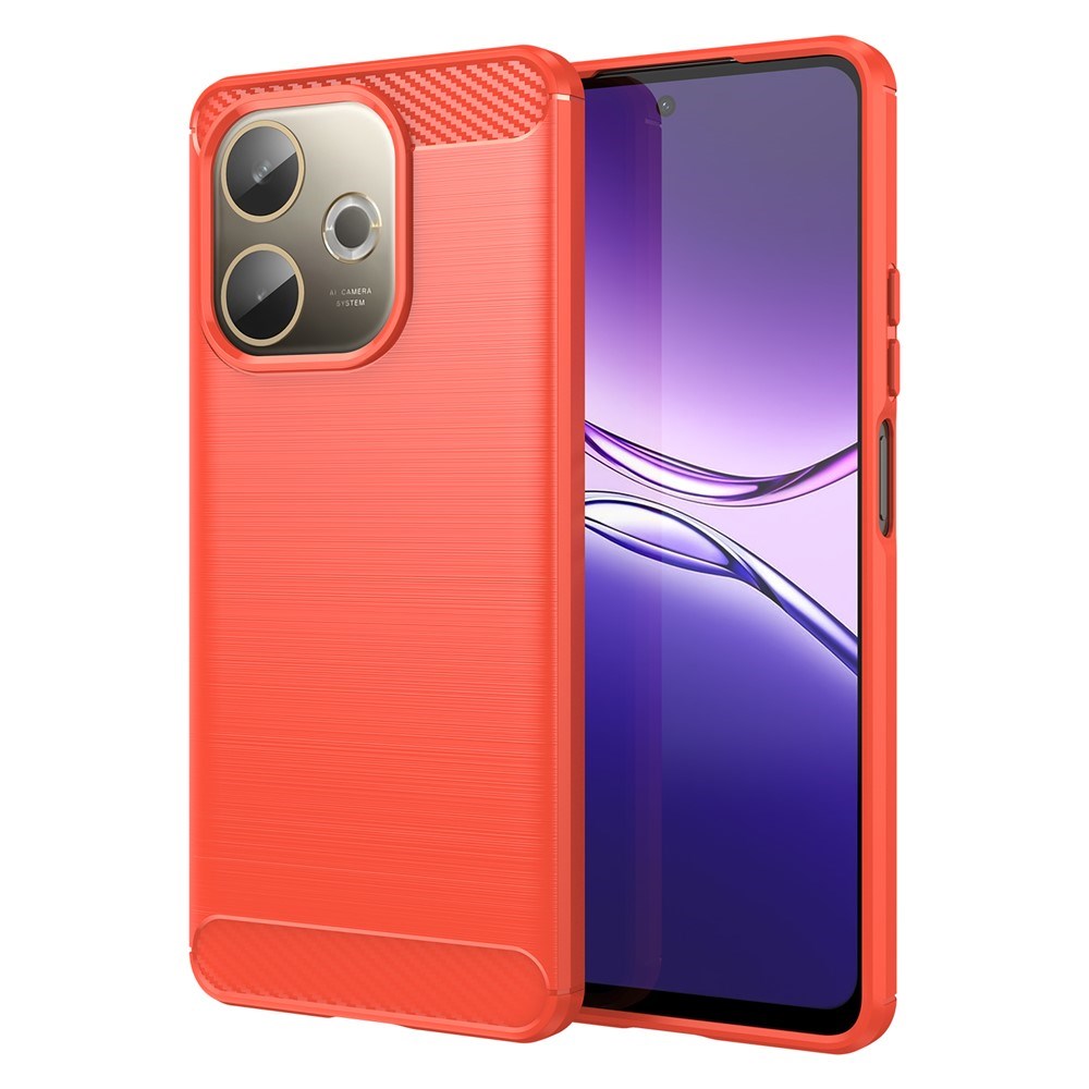 EIDERWOOD Oppo A5 Pro (4G / 5G) Brushed Carbon Fiber Mobil Cover - Rød