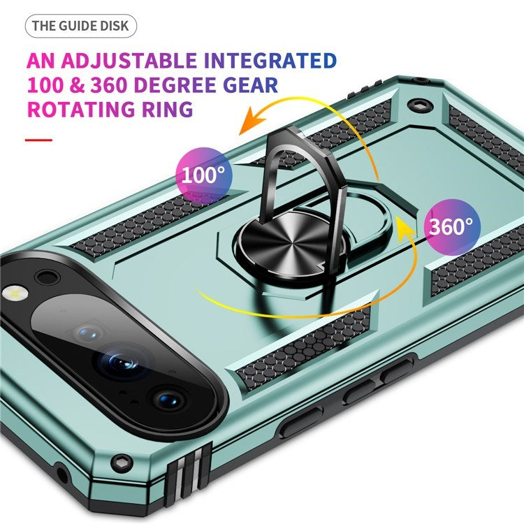 Google Pixel 10 Pro XL - EIDERWOOD Hybrid Håndværker Cover m. 360 Roterbar Kickstand - Grøn