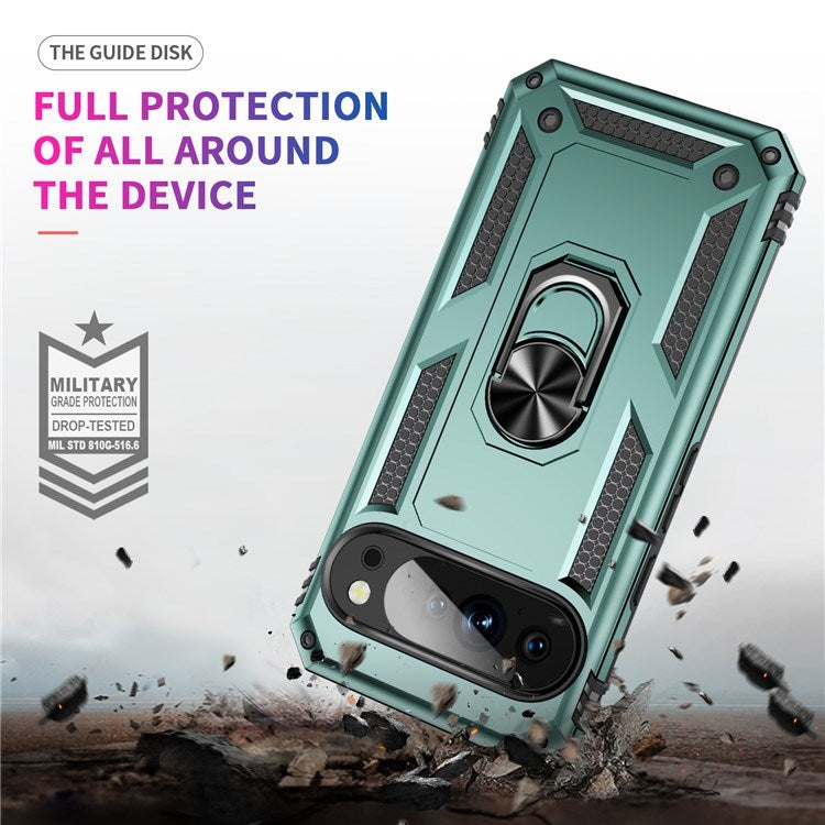 Google Pixel 10 Pro XL - EIDERWOOD Hybrid Håndværker Cover m. 360 Roterbar Kickstand - Grøn