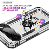 Google Pixel 10 Pro XL - EIDERWOOD Hybrid Håndværker Cover m. 360 Roterbar Kickstand - Sølv