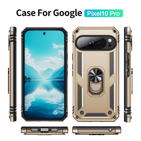 EIDERWOOD Google Pixel 10 / 10 Pro Håndværker Bagside Cover m. 360 Roterbar Kickstand - Guld