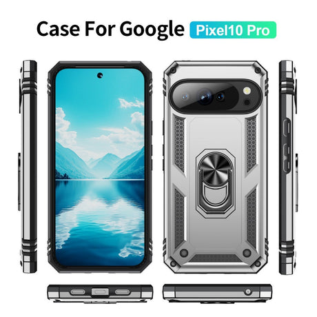 EIDERWOOD Google Pixel 10 / 10 Pro Håndværker Bagside Cover m. 360 Roterbar Kickstand - Sølv