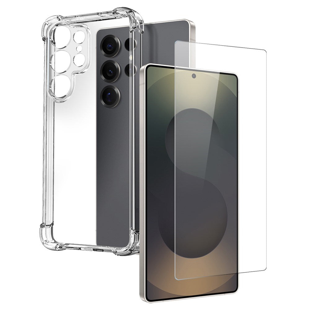 Samsung Galaxy S25 Ultra NORTHJO 2-i-1 Beskyttelsessæt m. Stødabsorberende Fleksibelt Plastik Cover & Hærdet Skærmbeskyttelsesglas - Gennemsigtig