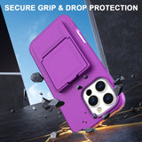 EIDERWOOD iPhone 16 Pro Max Fleksibelt Plastik Bagside Cover m. Kortholder & Indbygget Spejl - Mørkelilla