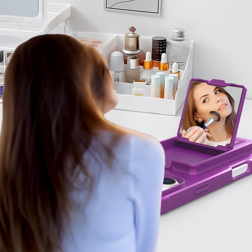 EIDERWOOD iPhone 16 Pro Max Fleksibelt Plastik Bagside Cover m. Kortholder & Indbygget Spejl - Mørkelilla