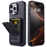 EIDERWOOD iPhone 16 Pro Max Fleksibelt Plastik Bagside Cover m. Kortholder & Indbygget Spejl - Sort