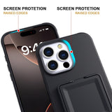 EIDERWOOD iPhone 16 Pro Max Fleksibelt Plastik Bagside Cover m. Kortholder & Indbygget Spejl - Sort