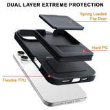 EIDERWOOD iPhone 16 Pro Max Fleksibelt Plastik Bagside Cover m. Kortholder & Indbygget Spejl - Sort