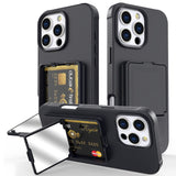 EIDERWOOD iPhone 16 Pro Fleksibelt Plastik Bagside Cover m. Kortholder & Indbygget Spejl - Sort