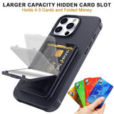 EIDERWOOD iPhone 16 Pro Fleksibelt Plastik Bagside Cover m. Kortholder & Indbygget Spejl - Sort