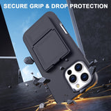 EIDERWOOD iPhone 16 Pro Fleksibelt Plastik Bagside Cover m. Kortholder & Indbygget Spejl - Sort