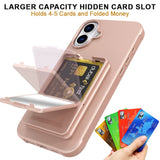 EIDERWOOD iPhone 16 Plus Fleksibelt Plastik Bagside Cover m. Kortholder & Indbygget Spejl - Rose Gold