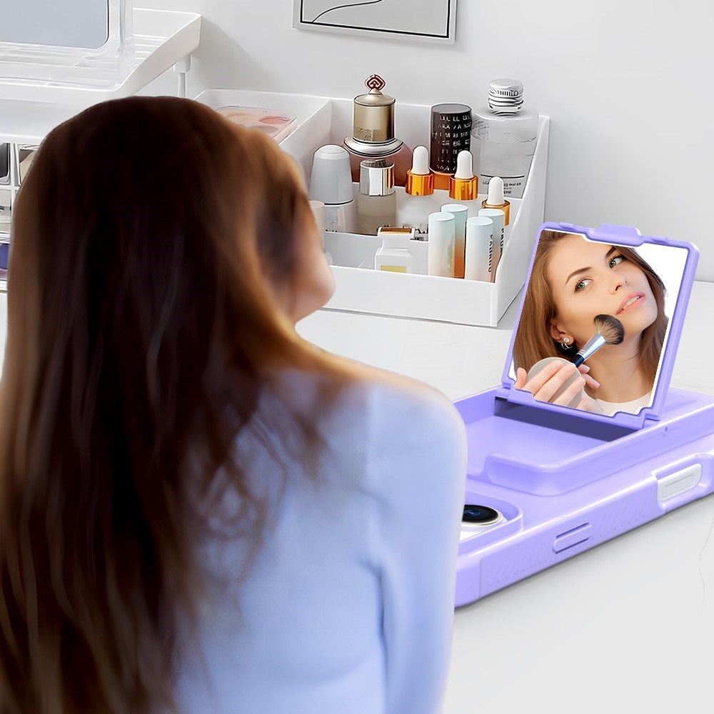 EIDERWOOD iPhone 16 Plus Fleksibelt Plastik Bagside Cover m. Kortholder & Indbygget Spejl - Lilla