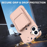 EIDERWOOD iPhone 16 Fleksibelt Plastik Bagside Cover m. Kortholder & Indbygget Spejl - Rose Gold