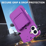 EIDERWOOD iPhone 16 Fleksibelt Plastik Bagside Cover m. Kortholder & Indbygget Spejl - Mørkelilla