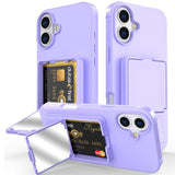 EIDERWOOD iPhone 16 Fleksibelt Plastik Bagside Cover m. Kortholder & Indbygget Spejl - Lilla