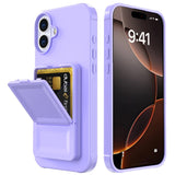 EIDERWOOD iPhone 16 Fleksibelt Plastik Bagside Cover m. Kortholder & Indbygget Spejl - Lilla