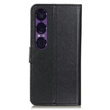 Sony Xperia 1 VII - EIDERWOOD Kunstlæder Flip Cover m. Kortholder & Ståfunktion - Sort