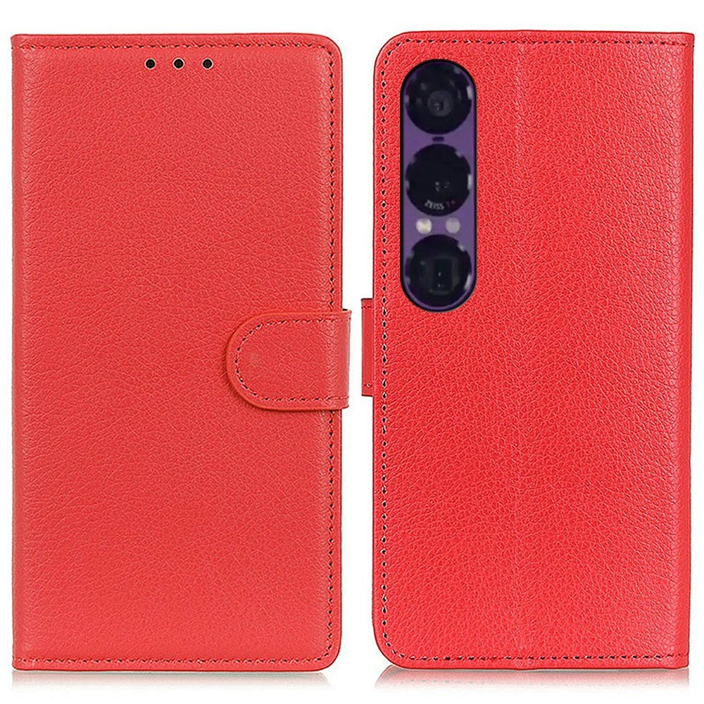 Sony Xperia 1 VII - EIDERWOOD Kunstlæder Flip Cover m. Kortholder & Ståfunktion - Rød