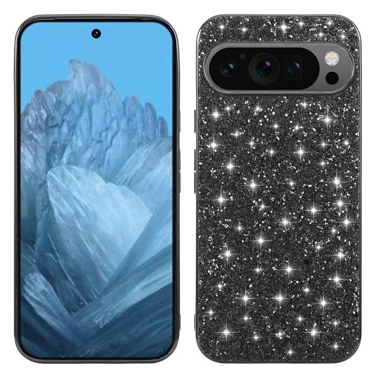 Google Pixel 10 / 10 Pro - EIDERWOOD Glitter Cover - Sort