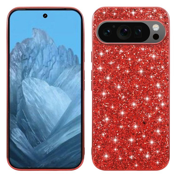 Google Pixel 10 / 10 Pro - EIDERWOOD Glitter Cover - Rød