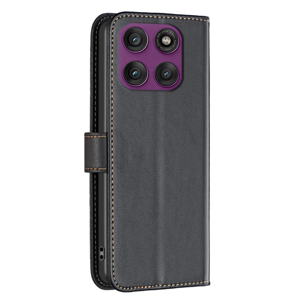 Motorola Edge 60 Pro Kunstlæder Flip Cover m. Kortholder & Ståfunktion - Sort