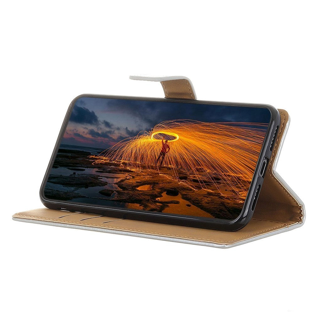 Nokia G60 Leather Flip Cover m. Lommebok &amp; Stativ - Sølv