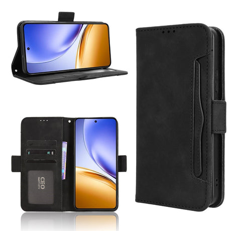 Realme 14 (5G) / 14T (5G) EIDERWOOD Kunstlæder Flip Cover m. Indbygget Kortholder - Sort