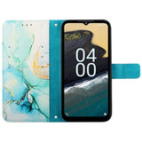 Nokia G60 Leather Flip Cover m. Lommebok - Marmor - Blå