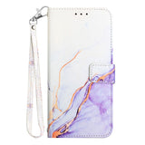 Nokia G60 Leather Flip Cover m. Lommebok - Marmor - Lilla / Hvit