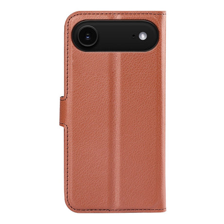 EIDERWOOD iPhone Air Litchi Flip Cover m. Pung & Stander - Brun
