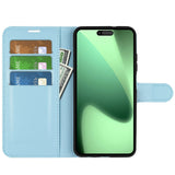 EIDERWOOD iPhone 17 Pro Litchi Flip Cover m. Pung & Stander - Blå