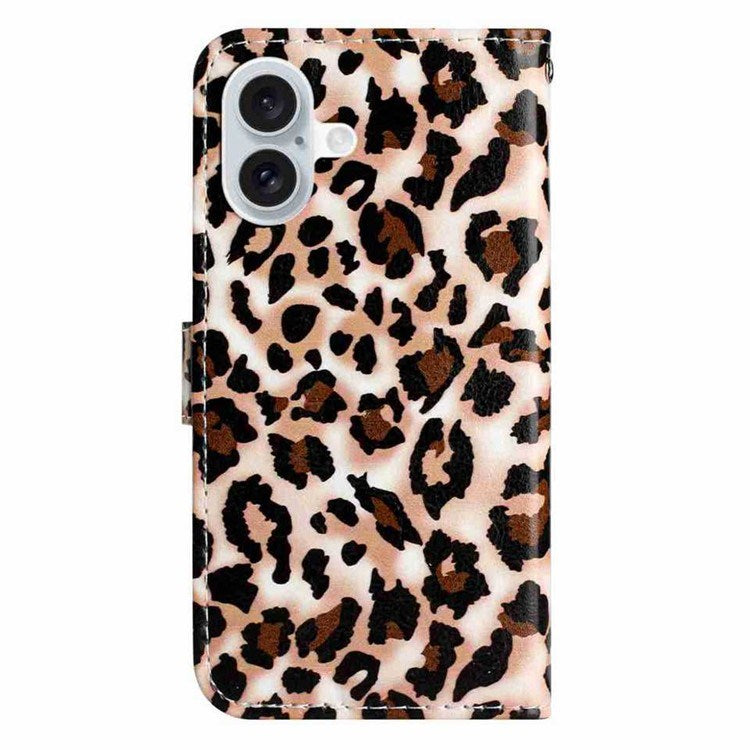 EIDERWOOD iPhone 17 Imiteret Læder Flip Cover m. Pung & Rem - Leopard