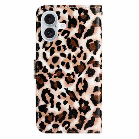 EIDERWOOD iPhone 17 Imiteret Læder Flip Cover m. Pung & Rem - Leopard