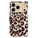 EIDERWOOD iPhone 17 Pro Max Imiteret Læder Flip Cover m. Pung & Rem - Leopard