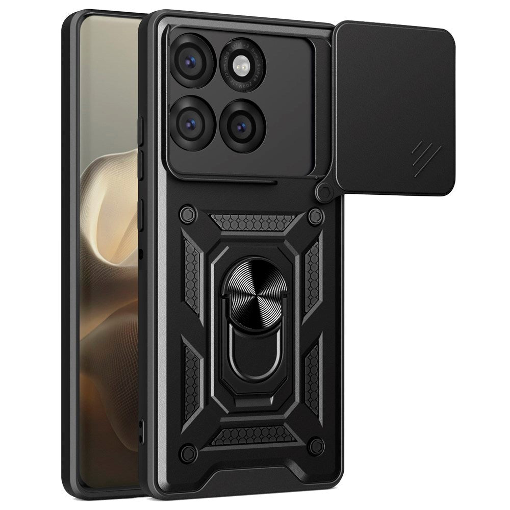 Motorola Edge 60 Pro - EIDERWOOD Hybrid Håndværker Cover m. Magnetisk Kickstand & Cam Slider - Sort