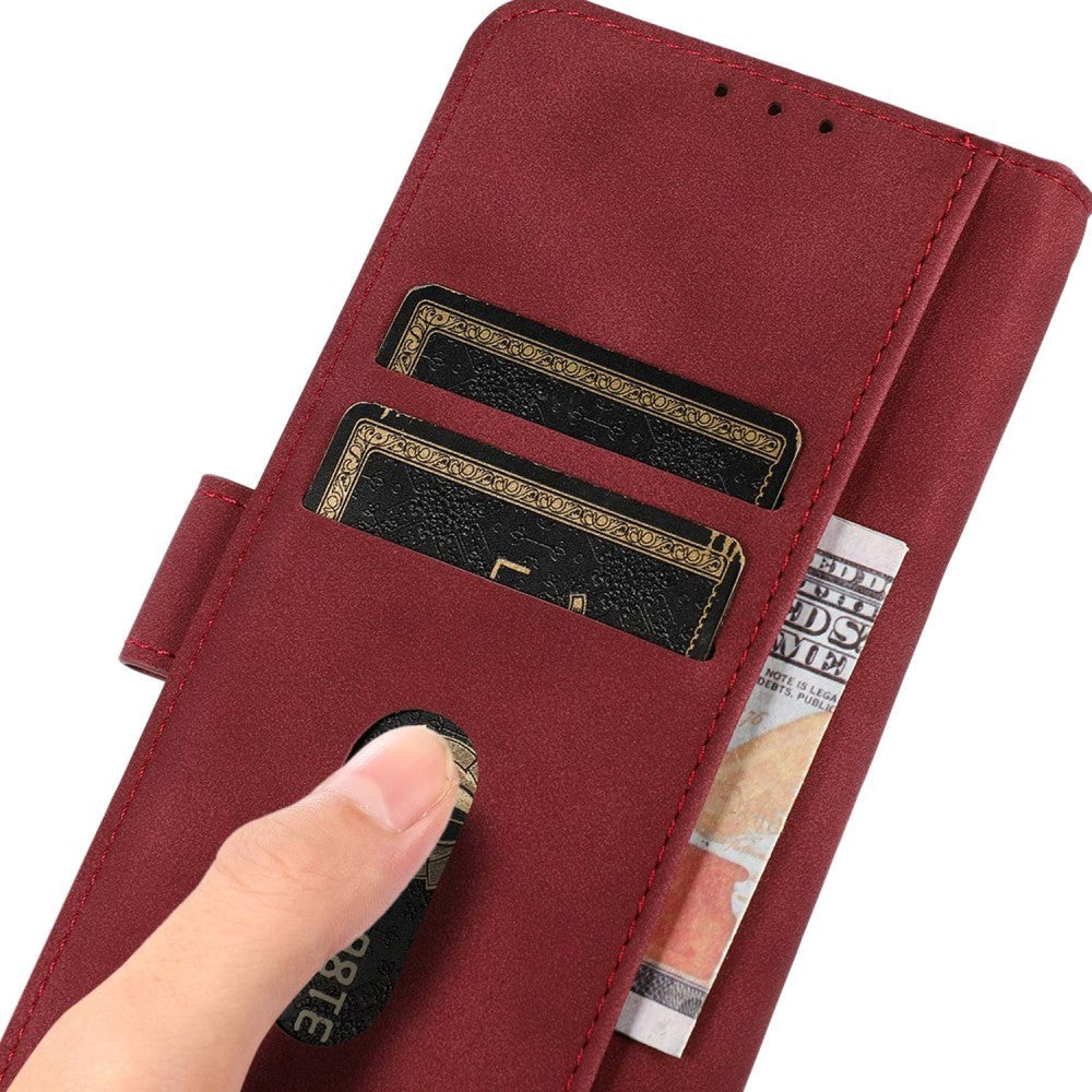 Samsung Galaxy S23 KHAZNEH Retro Læder Flip Cover m. Pung - Rød